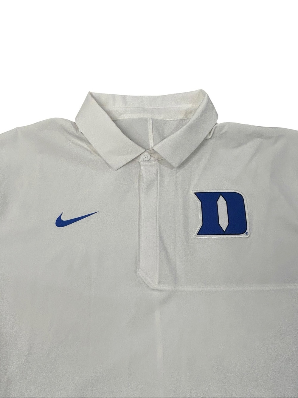 Nike Dri Fit White Duke Blue Devils Team Issue Polo Shirt XXL Performance Casual - Picture 2 of 9